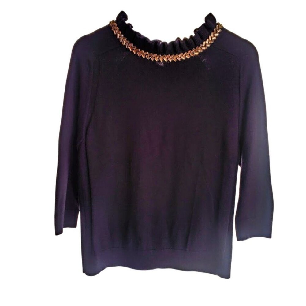 Talbots Jeweled Mock Neck Sweater Cotton Cashmere Blend MP 2017